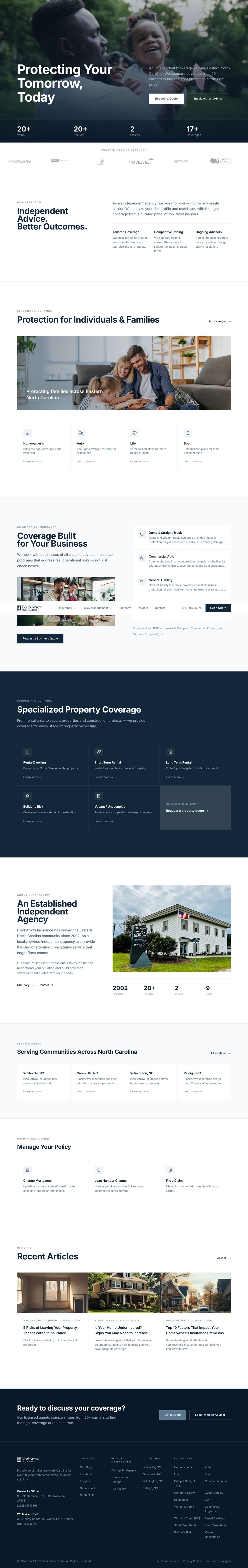 Black Arrow Insurance homepage preview